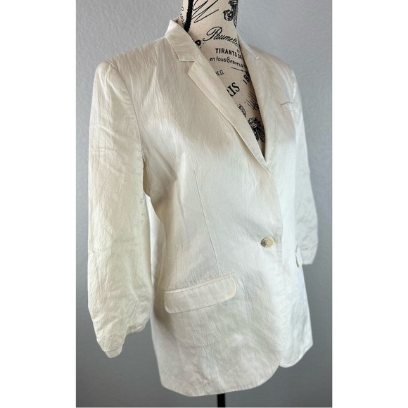 Elizabeth and James White Ruched Short Sleeved Blazer Jacket, Small / 6 US - Picture 3 of 13